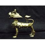 Chinese / Sino Tibetan - Gilt Bronze Qilin figure. Crude casting, generally good condition. 21.5cm