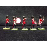 5 x Britains Coldstream Guards Marching Band Members. Cast Metal. Band members in very good