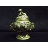 Chinese Small Bronze Incense Burner. Three Piece, the bottom two pieces joined by a type of stud