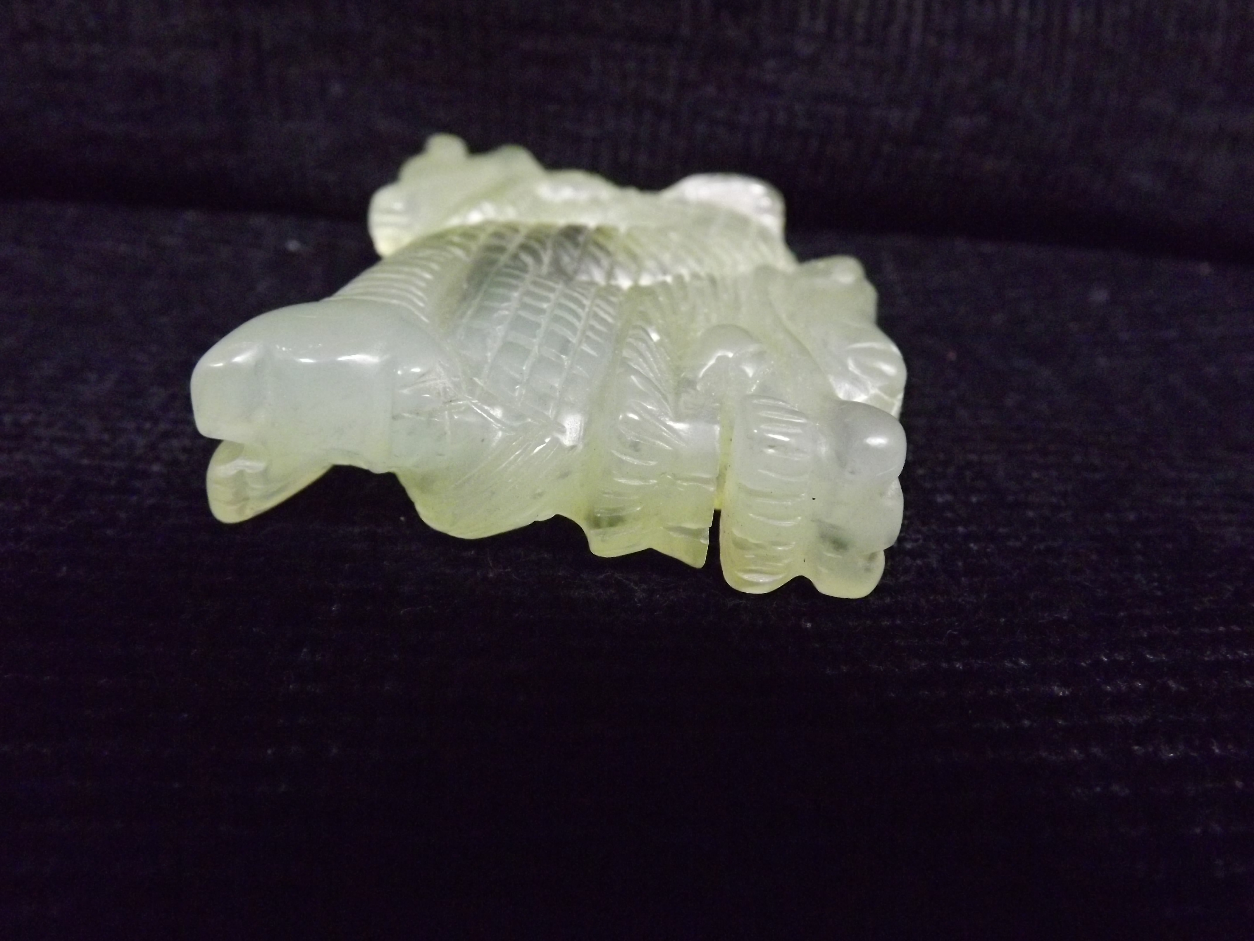 Chinese Jade Hardstone carving of a Dragon. Black inclusion in pale stone. 7cm at longest point. - Image 7 of 7