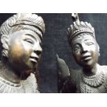 Pair of Asian Hard Wood Carvings. Thailand, Indian or Chinese Sino-Tibetan. Deity, Buddha's or
