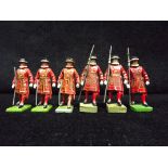 6 x Britain's Yeoman Warders Tower Guard Cast Metal / Lead Figures. Various era's