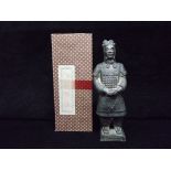 Sino Tibetan 20th century - Chinese Terracotta Army Figure in fitted box. Terracotta clay Warrior