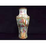 Chinese 19th Century Canton Famille Rose Pottery Vase - Mandarin He He Brothers in panels surrounded