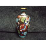 Chinese Cloisonne Enamel Pin-Wheel and Flowers Vase. Decorated with Lingzhi heads, Lotus, Ying-Yang,