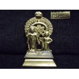 Hindu Indian Karnataka region - Miniature gilt Bronze four piece Shrine. Vishnu and Chakravartin.