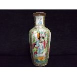 Chinese 19th Century Canton Famille Rose Pottery Vase - Four main Panels of Mandarin Characters