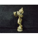 India, Odisha - Gilt Bronze Krishna 'the Flutist Cowherd'. Early example, crude casting and slight