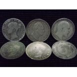 6 x GB Shillings. British Coins. William IV Guliemus 1834, Victoria 1874, Edward VII 1902 and 3 x