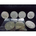 7 x United States Nickels. 2 x Liberty Heads 1900 and 1906, 5 x Native American Buffalo Heads