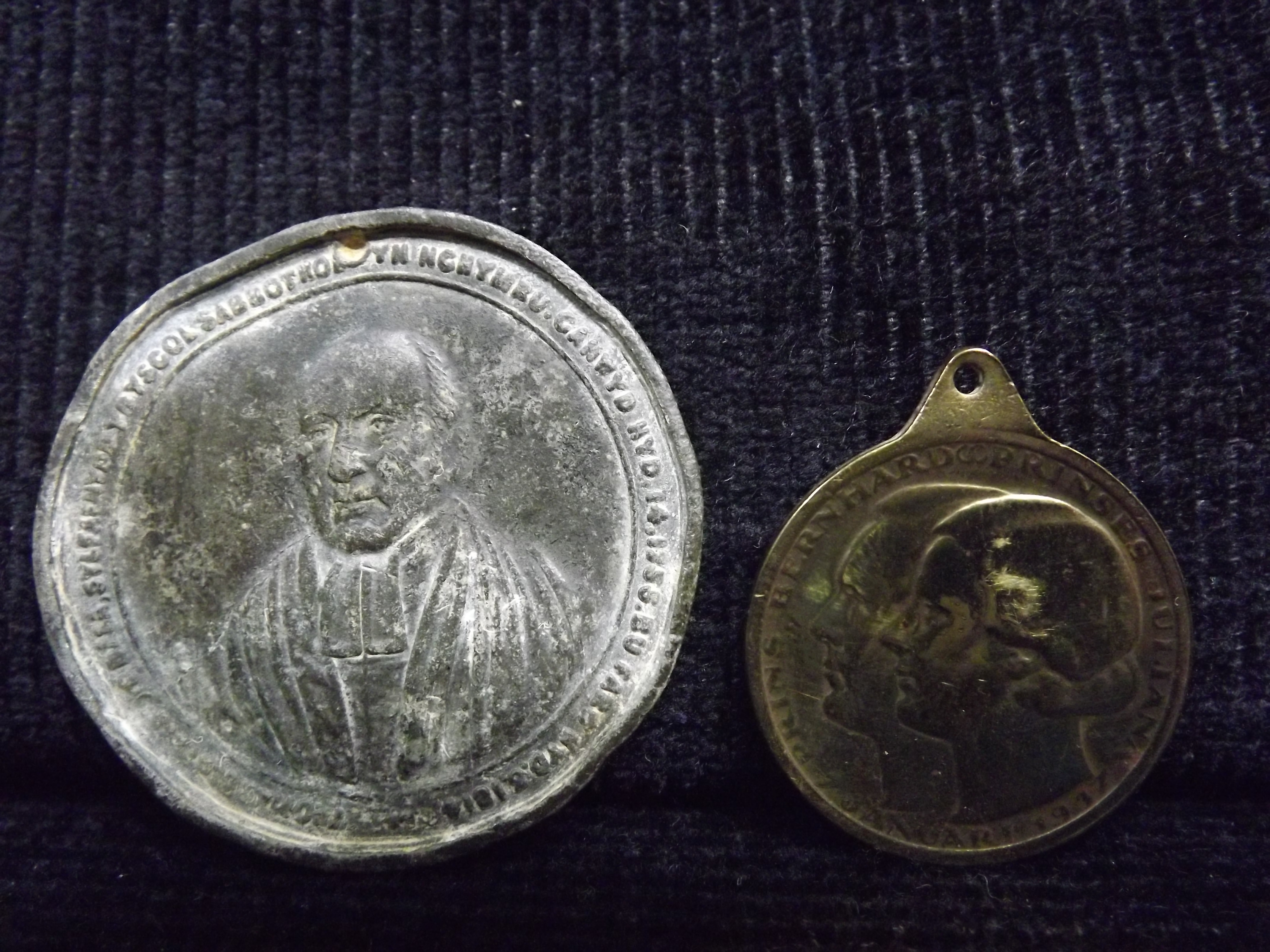 2 x Medallions. Thomas Charles Centenary of Sunday Schools Wales Medallion. Possibly metal