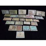 World Banknotes. France, Italy and Spain WWII Emergency Issue Currency, German Reichsbanknote,