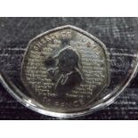 Royal Mint QE II Sherlock Holmes 2019 50p Pence Coin. Plastic case