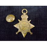 WW I Star Medal - 10651 L.Cpl J. Derbyshire S.Gds. Also a Firmin London 'China' military button