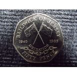 QE II Bailiwick of Jersey Coin. 1945-1985 Liberation 50p Pence. Comes in a plastic case