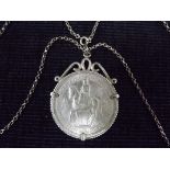 QE II - GB 1953 Coronation Coin on Sterling Silver Mount and Chain