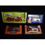 4 x Fire Brigade Die-Cast Vehicles. 2 x Corgi - Model 1126 Dennis Simon Snorkel & TY86303 Volvo Fire