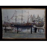 Edgar 'Eddie' Shakeshaft 1919-2013. British Liverpool Artist. Large Watercolour painting on card