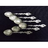 6 x Japanese Nagasaki Silver Tea Spoons. Dragon Handle Design, Lotus Flower Bowls and Various