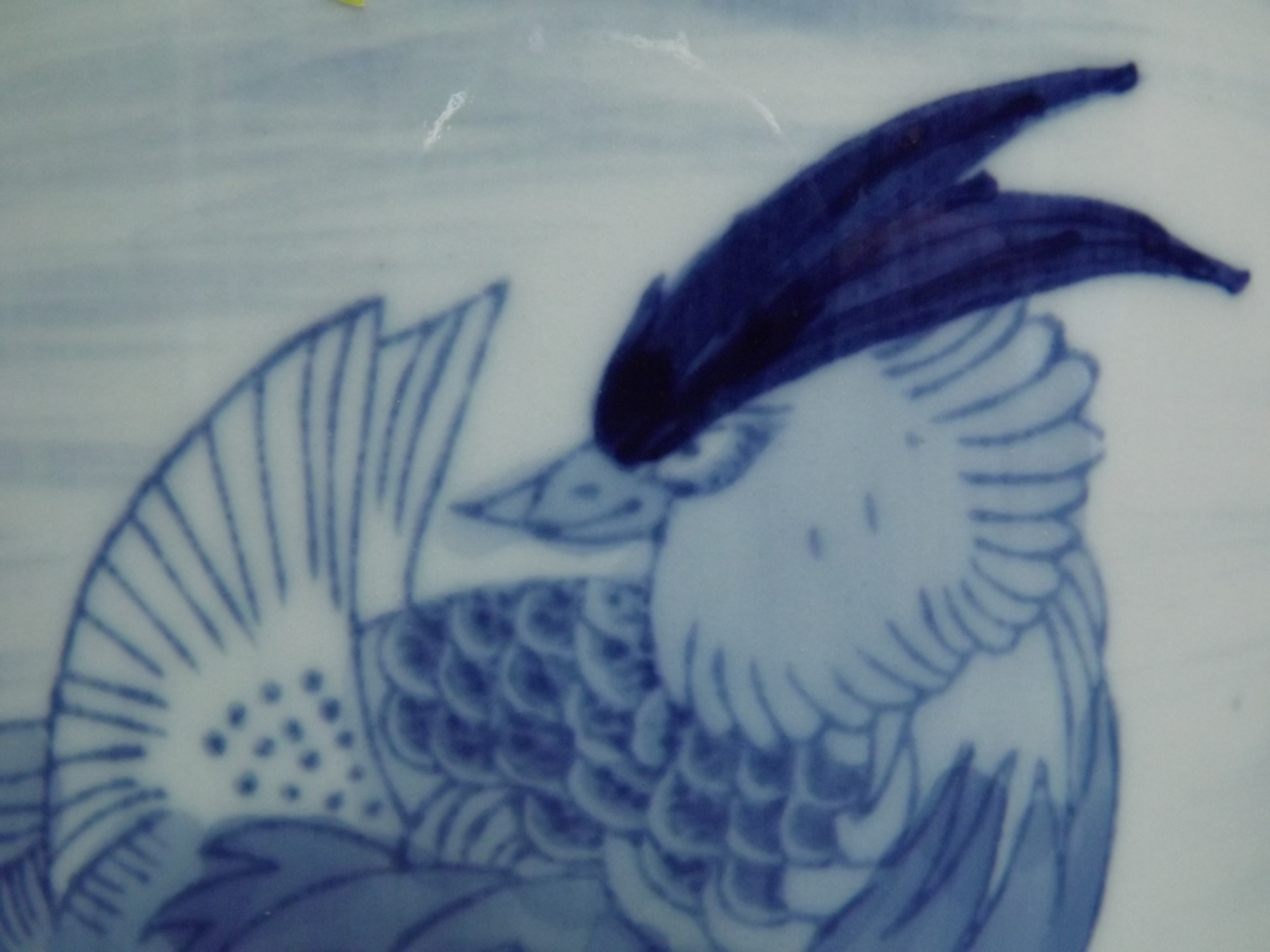 Large Chinese Stick / Umbrella Stand. 20th century Blue and White Ceramic. Decorated with a Lake - Image 5 of 12