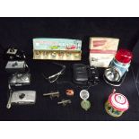 Collectors Items - Polaroid Racing Sunglasses, Pifco Safety Light / Torch, Veteran Cars Shot Glasses