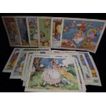 21 x Macmillan England Nursery Rhyme Prints c1950. Series of colour prints, from Gay Way Nursery