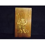Indian Hindu Wooden Inlaid Panel of Ganesha. The Elephant God Modelled with Rat, Snake and Various