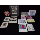 Mixed Miniature Art and Prints collection. Quantity of Prints, Cards, pencil drawing, sticker and