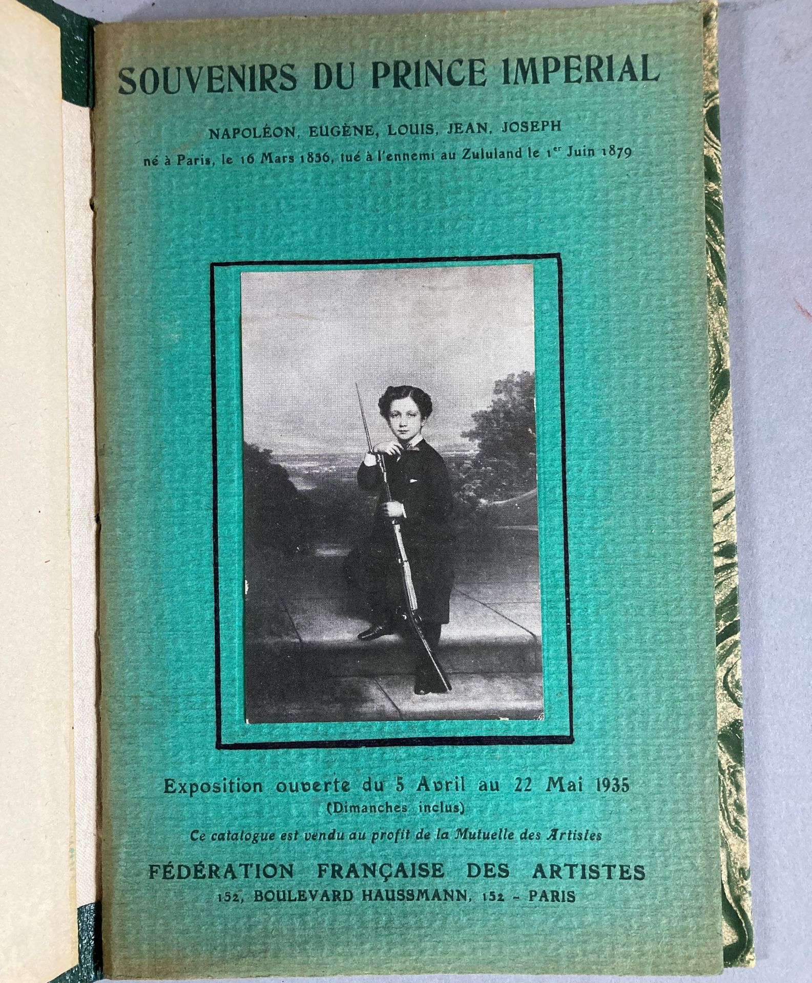 Souvenirs du Prince Impérial.1836-1879. Catalogue de l’exposition de mai 1935. Exemplaire relié
