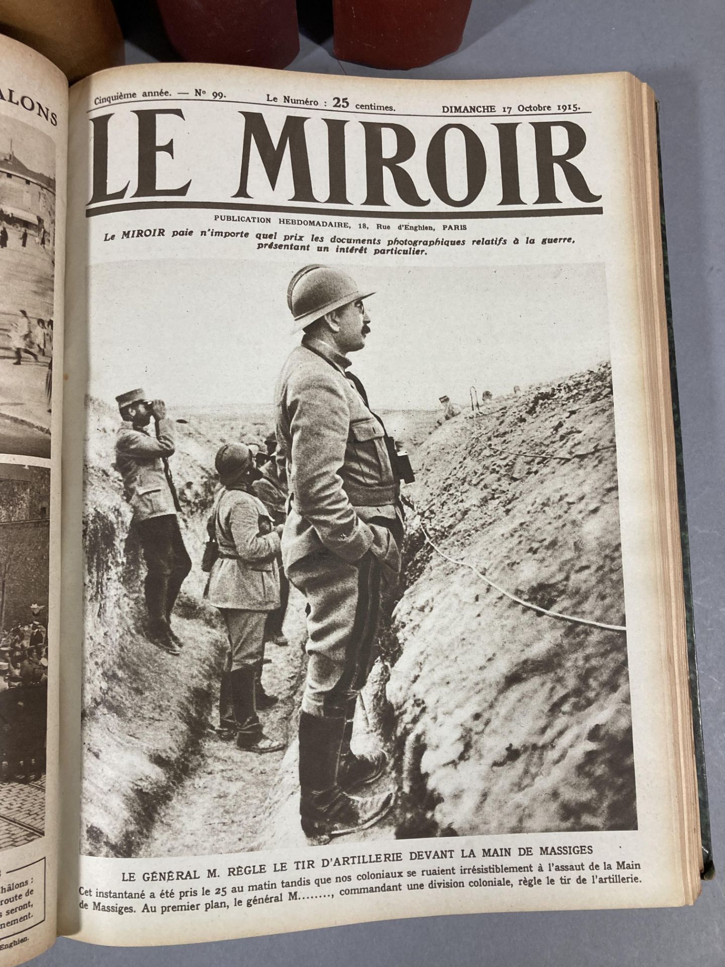 LE MIROIR. 5 volumes reliés reprenant les publications hebdomadaires d’aout 1914 à juillet 1919.