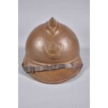 Casque Adrian 1915. Zouave / Spahis. Peinture moutarde d’usine intérieur et extérieur. Coque B