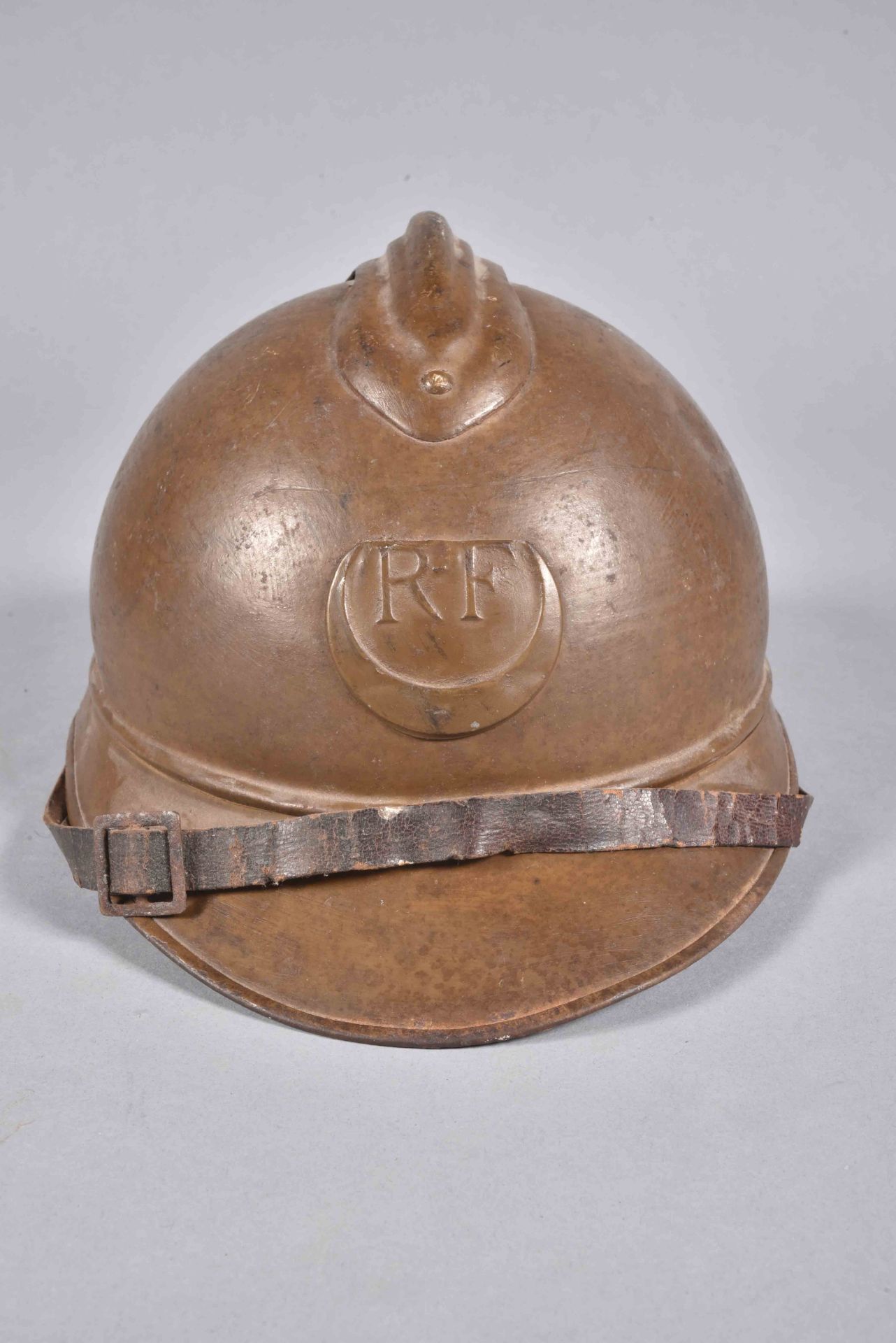 Casque Adrian 1915. Zouave / Spahis. Peinture moutarde d’usine intérieur et extérieur. Coque B