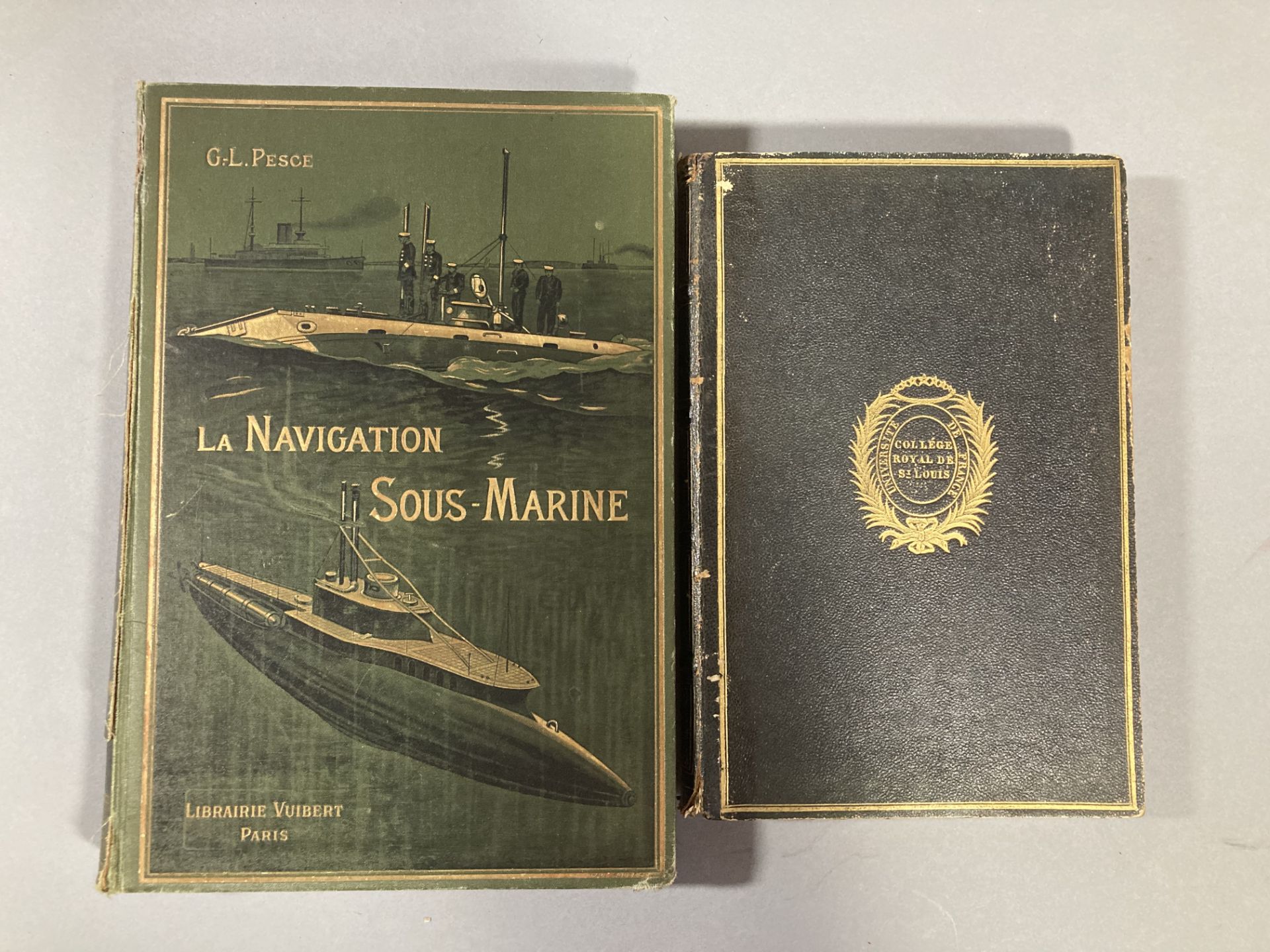 G.L. PESCE. La navigation sous-marine » Librairie Vuibert Paris, circa 1890.dos accidenté. On y