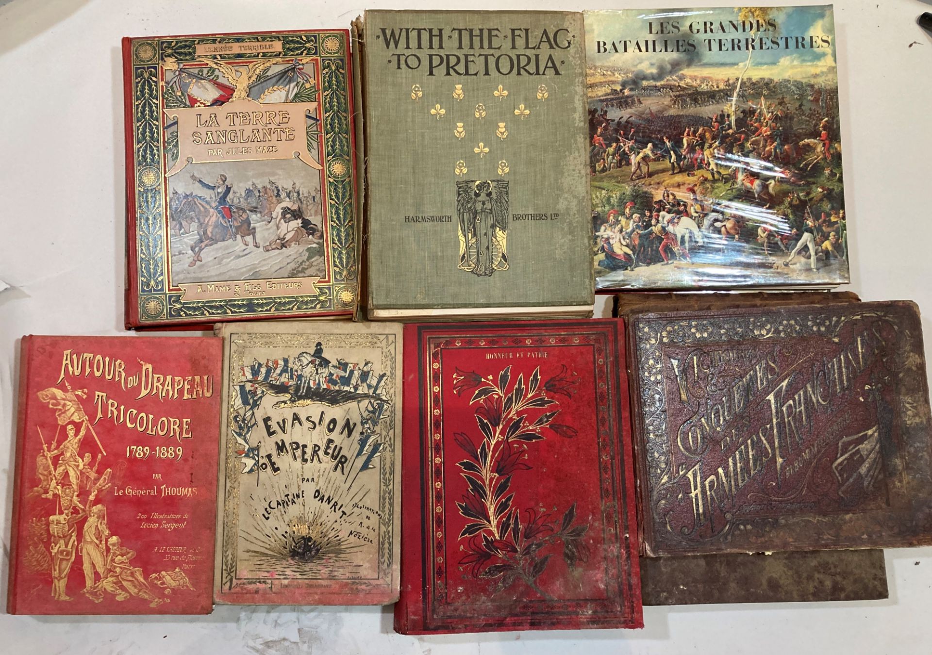 Lot- Livres de prix et ouvrages patriotiques : Autour du drapeau tricolore 1789-1889 par le