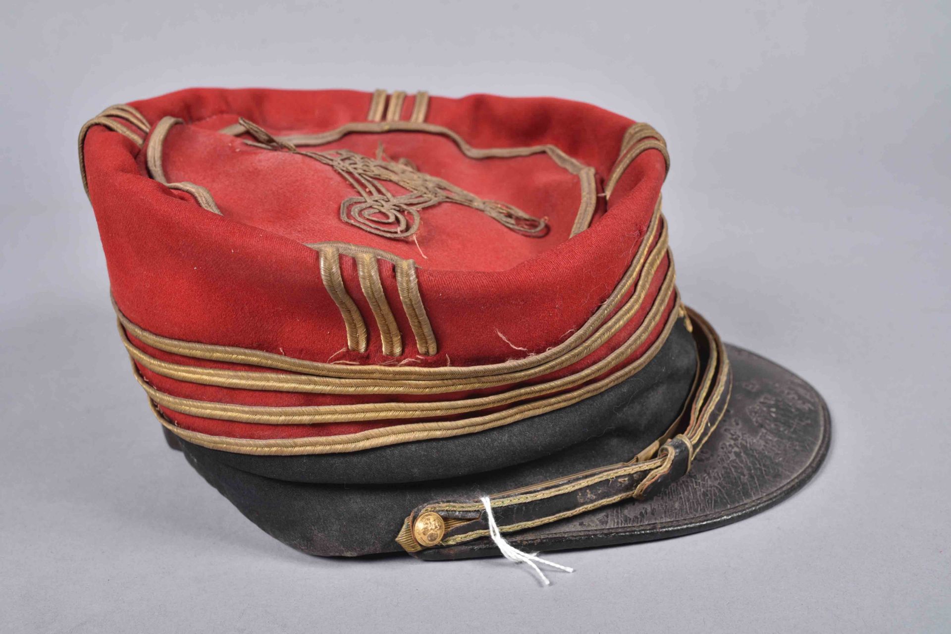 Képi foulard d'un chef de bataillon du 98e régiment d'infanterie de Roanne, en drap fin garance et - Bild 5 aus 6