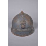 Casque Adrian 1915. Infanterie. Peinture bleu clair d’usine avec restes d’une couche de peinture