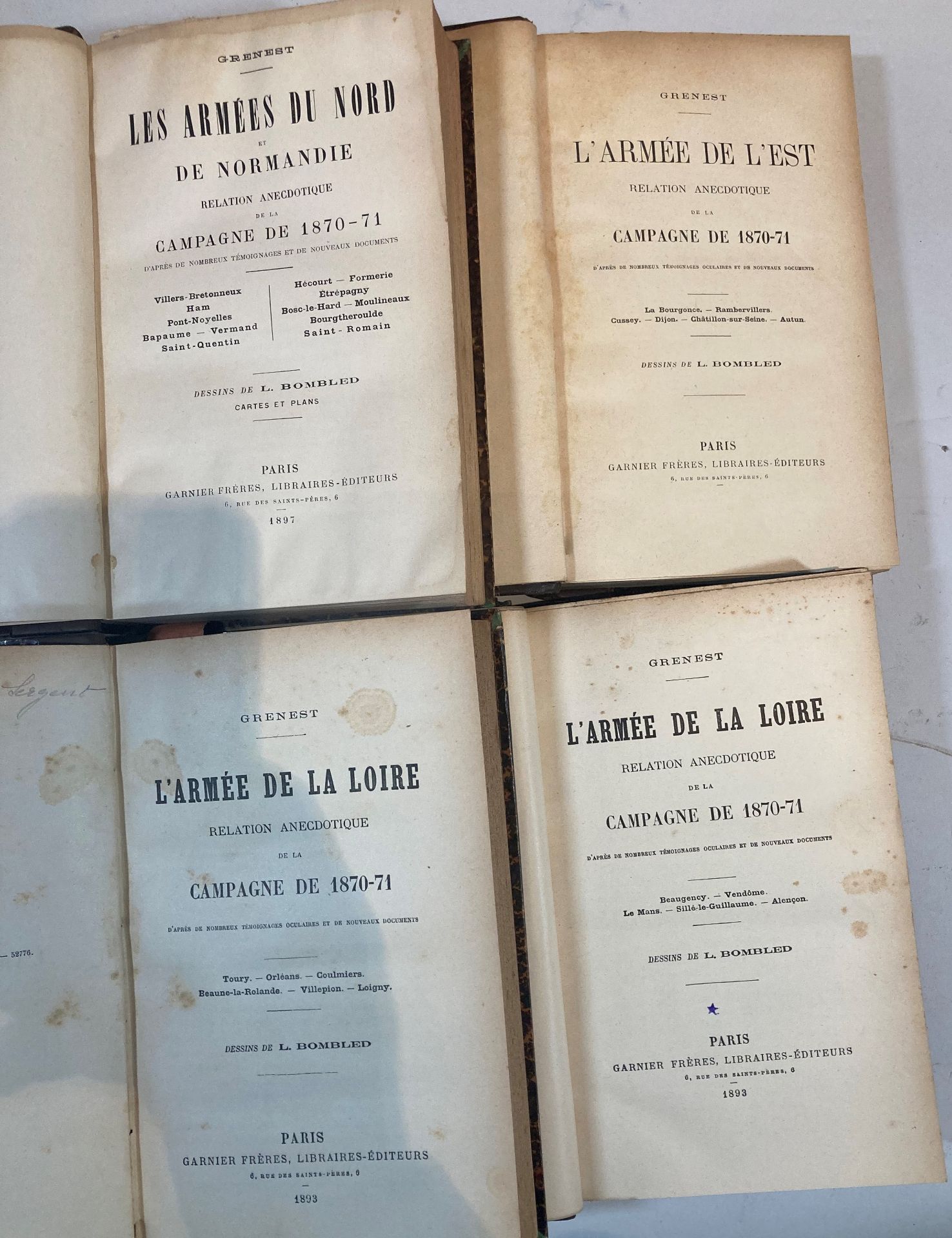 GRENEST- L’Armée de la Loire, 2 tomes, Garnier Frères 1893. L’Armée de L’Est, Garnier Frères. Les - Bild 2 aus 4