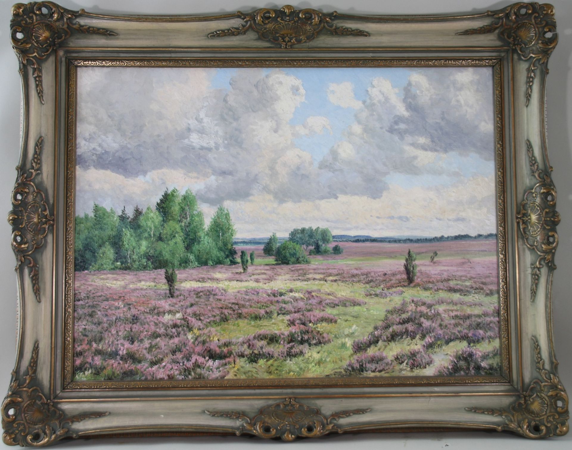 Bernhard De Bruycker (1891 - 1971) - ÖL/LW., "Blühende Heide unter hohem Sommerhimmel", 1954 , unten