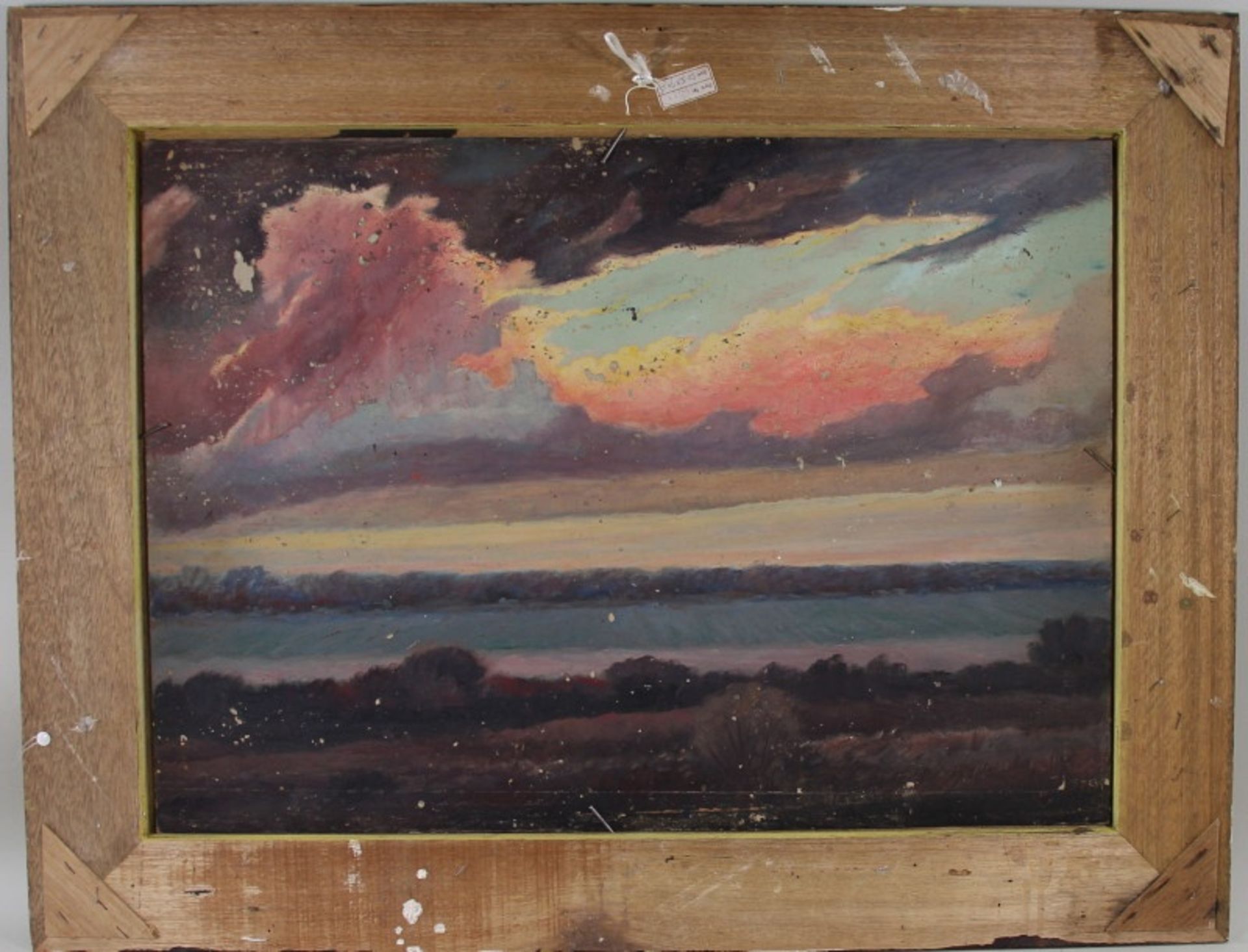 Heinz Dodenhoff (1889 - 1981) - ÖL/MK., "Urlandschaft/Abendrot über Wiesen und Moor" , beidseitig - Bild 2 aus 3