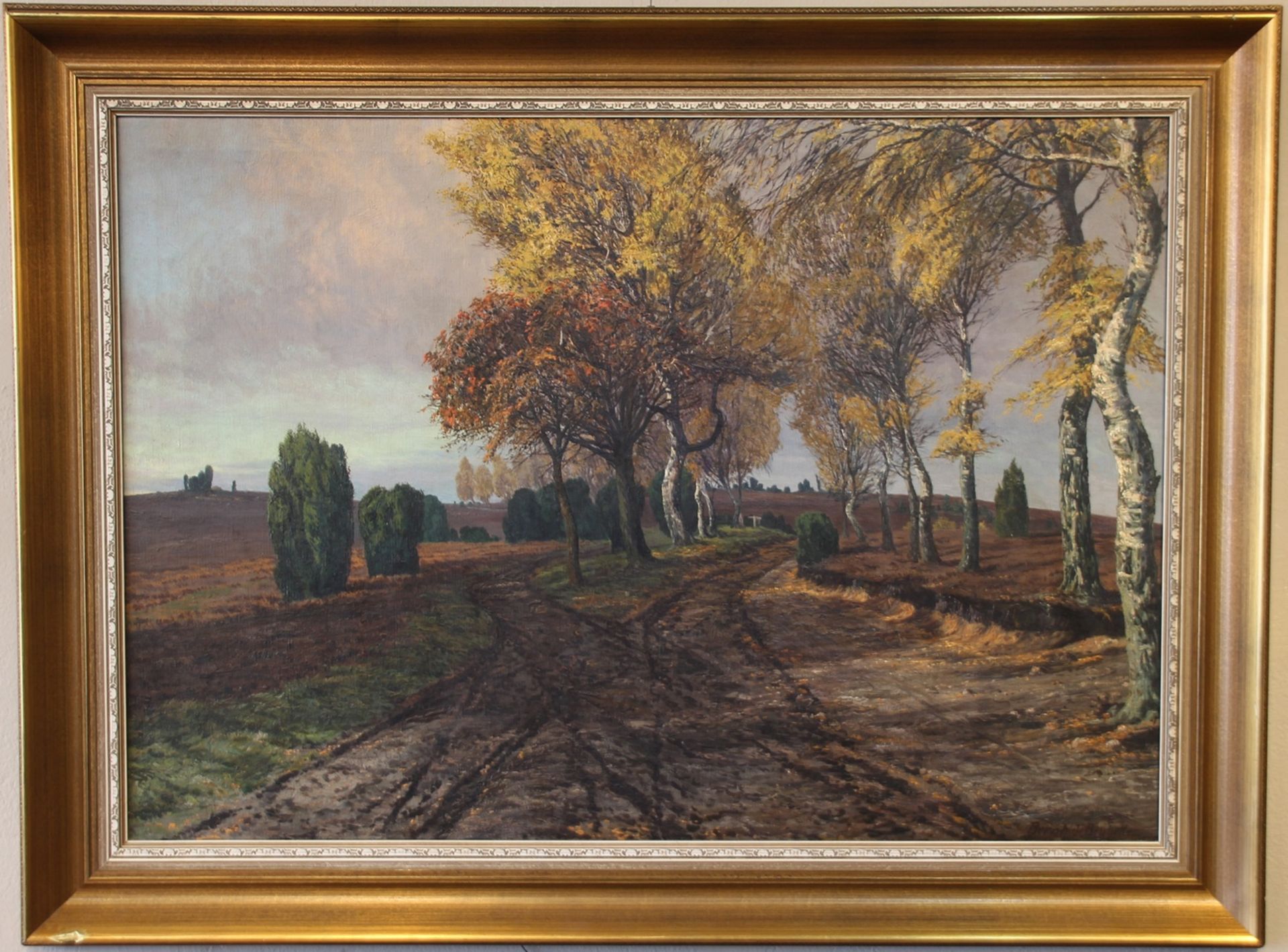 Bernhard De Bruycker (1891 - 1971) - ÖL/LW., "Herbst i. d. Lüneburger Heide", 1929? , unten rechts