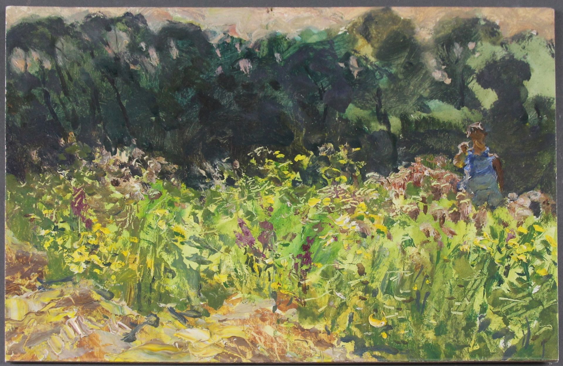 Leonid Grigorjewitsch Fedotow (1931 - 2016) - ÖL/MK., "Blühende Waldlichtung", 1986 , verso