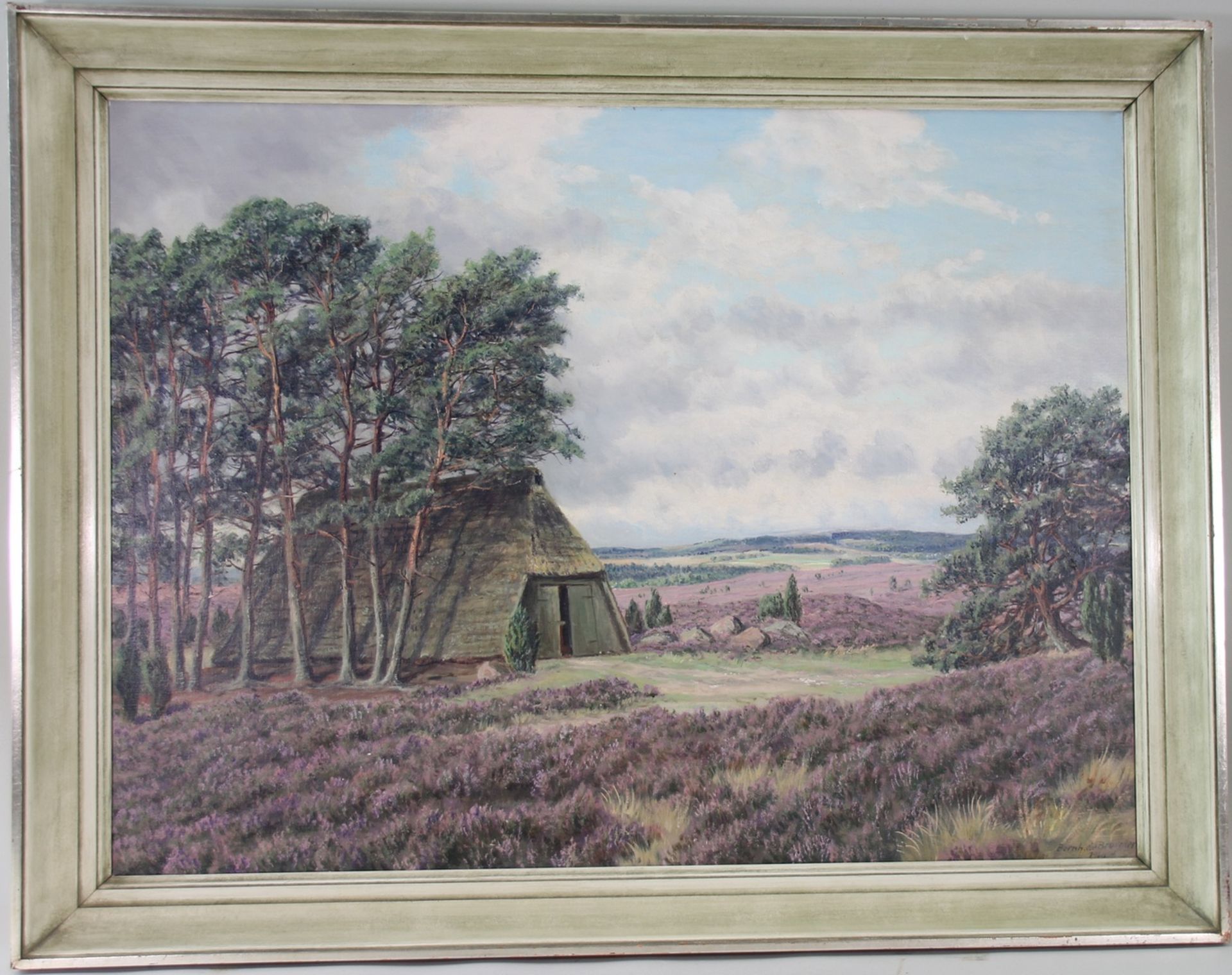 Bernhard De Bruycker (1891 - 1971) - ÖL/LW., "Schafskoven i. d. Lüneburger Heide", 1960 , unten