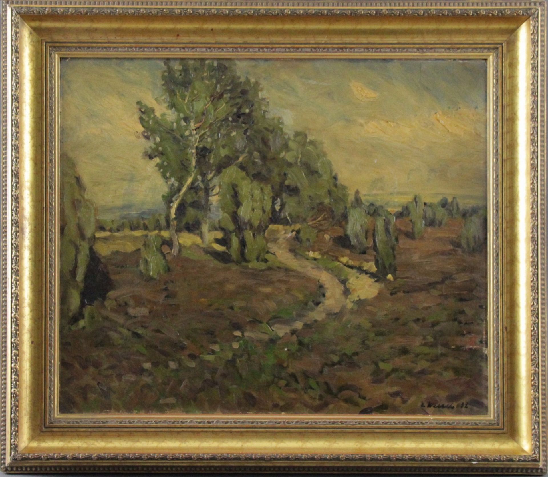 Erich Wessel (1906 - 1983) - ÖL/HF., "Heideweg bei Döhle", 1932 , unten rechts signiert und datiert,