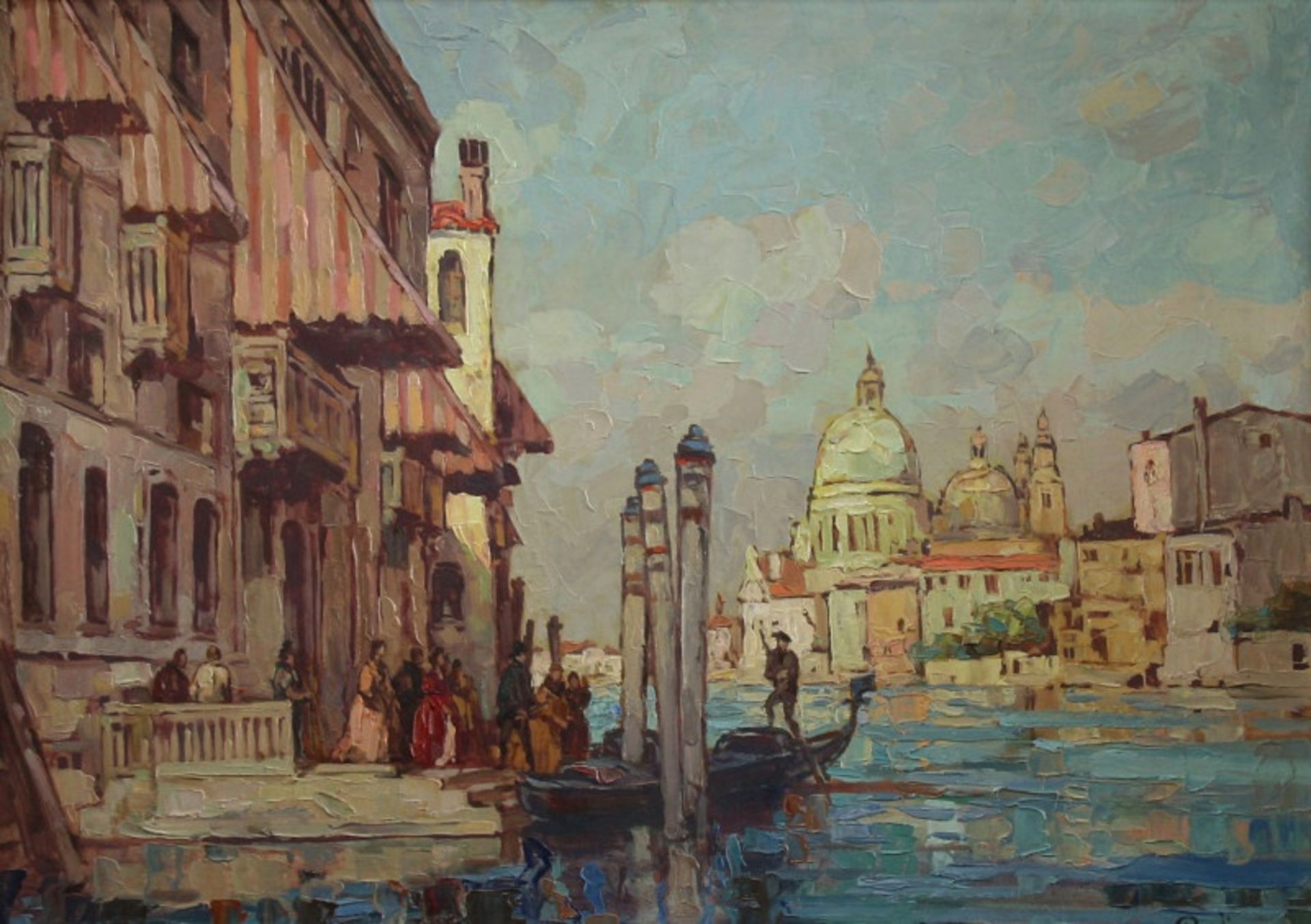 Hermann Prediger (1886 - 1970) - ÖL/LW., "Venedig - Blick vom Canale Grande auf San Simeone Piccolo" - Bild 2 aus 4