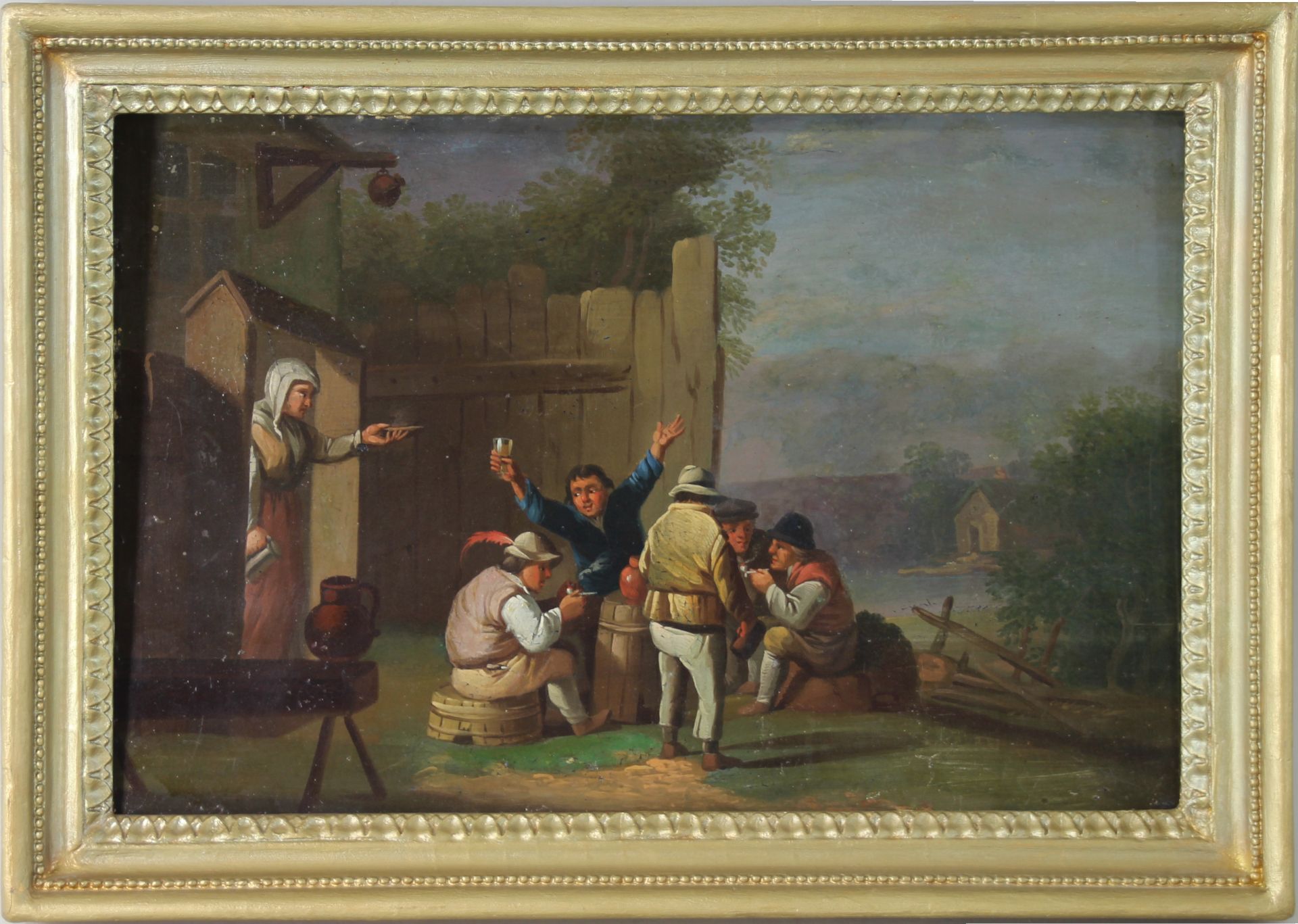 David Teniers II. (1610 - 1690) Nachfolge - ÖL/Metallplatte, "Trinkgelage vor dem Wirtshaus" - Bild 2 aus 12