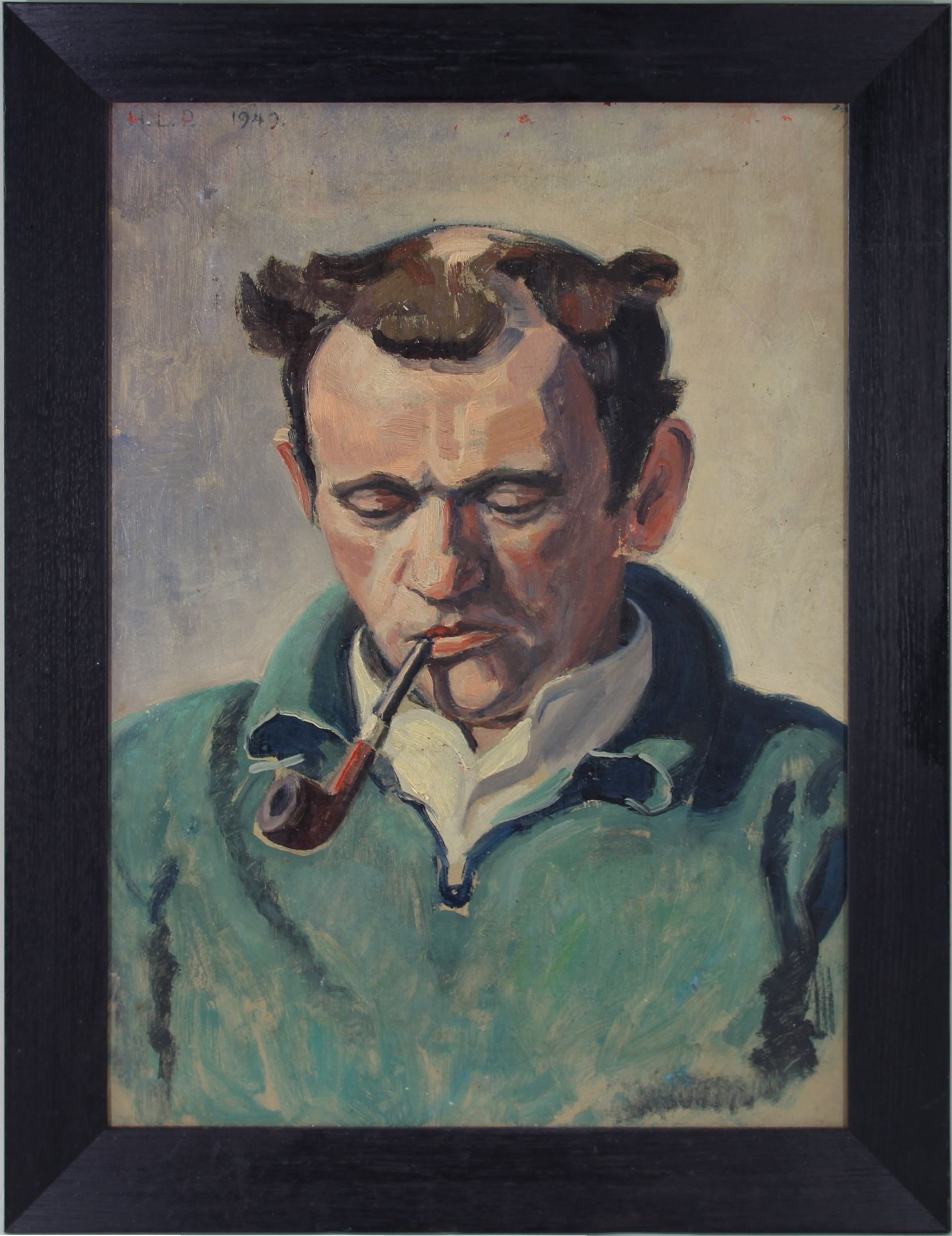 H. L. Petersen (20. Jhd.) - ÖL/MK., "Portrait - Thorvald Hansen", 1949 oben links monogrammiert und - Bild 3 aus 10