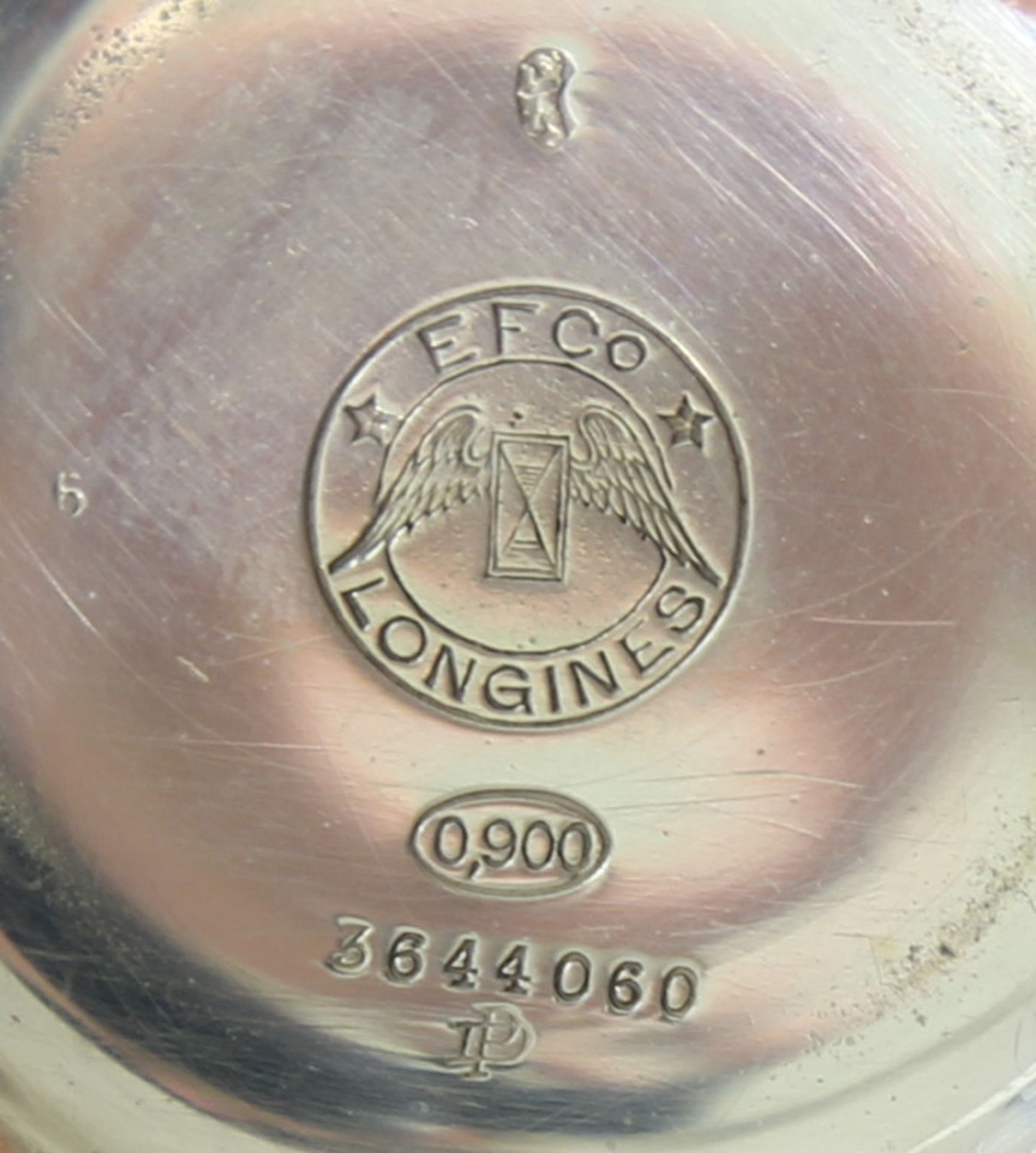 Herren-Taschenuhr, 900er Silber, "Longines", an versilberter Uhrenkette, um 1900 gravierte Deckel - Image 4 of 4