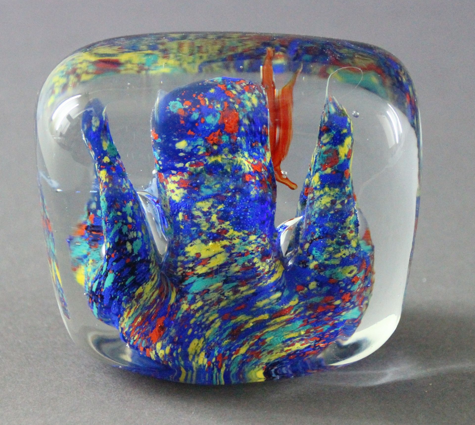 Paperweight, Murano, "Aquarium", 2. H. 20. Jhd. Rechteckige Form, farbloses Glas, kleiner Fisch und - Bild 2 aus 2