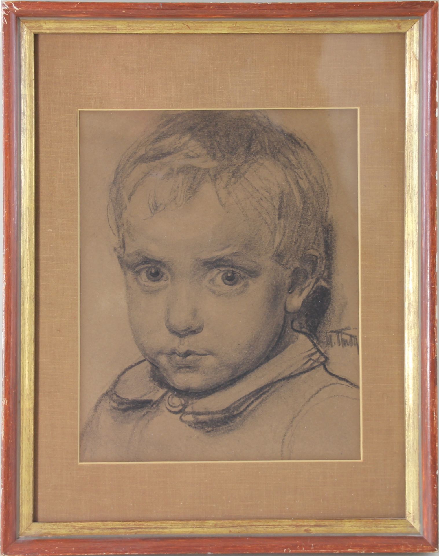 Max Thedy (1858 - 1924) - Kohlezchg./Papier, "Knabenportrait" signiert, guter Erhaltungszustand, - Bild 2 aus 8