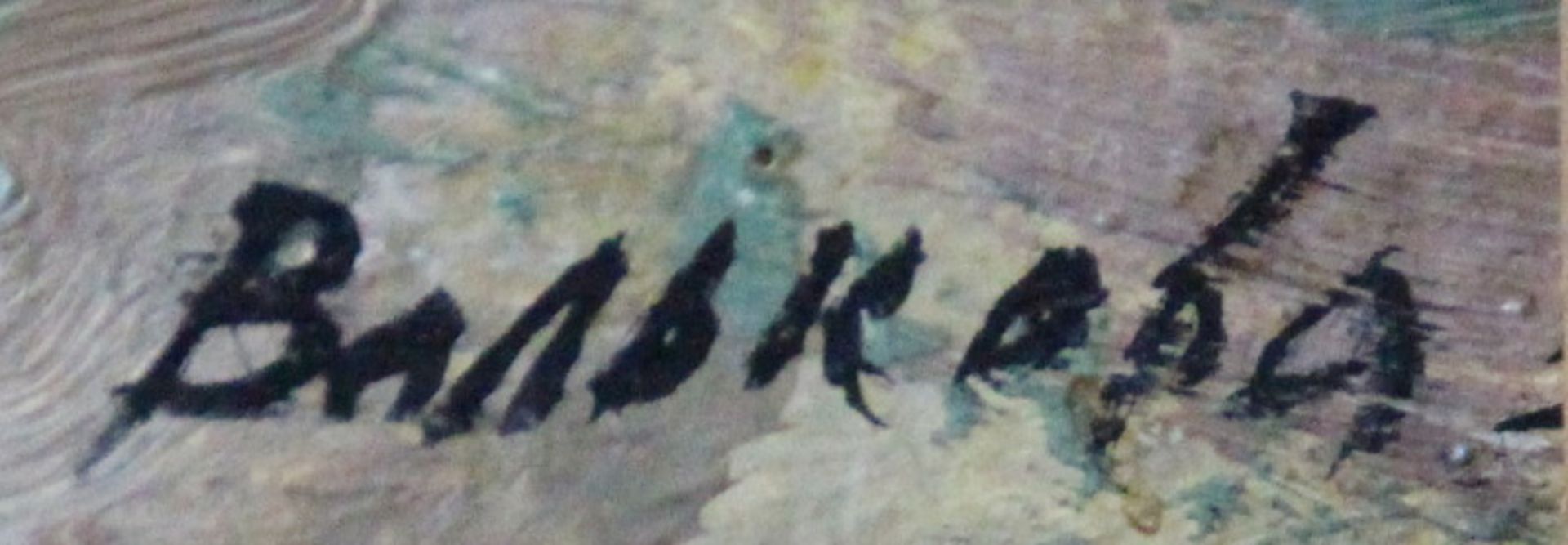 Lada Walkowa (1962 - ?) - ÖL/MK., "An der Wolga" unten rechts signiert, guter Erhaltungszustand, - Bild 2 aus 2